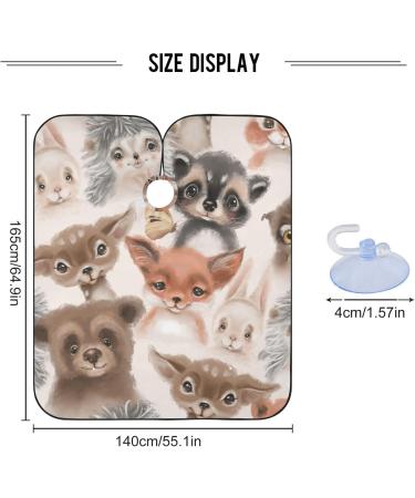 Waterproof Barber Cape with Watercolor Patterns & Woodland Animals - Unisex Hair Cutting Bib for Men - Cheetah Design Deer Rabbits Hedgehogs Bears Owls Foxes - Buy Online on GoSupps.com