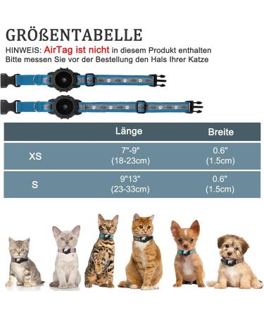 Jiarui Reflective AirTag Cat Neck Band Adjustable GPS Collar for Cats & Puppies | Blue 7-9 Inch - Buy Online on GoSupps.com