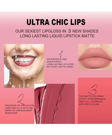 Lip Gloss Set Lipstick Set 3 Pcs Nude Lip Gloss Long Lasting Non Stick Cup Matte Liquid Lipstick Moisturizing Waterproof Pink Lipgloss Smooth Velvet Texture Lipstick Sets For Women - Buy Online on GoSupps.com