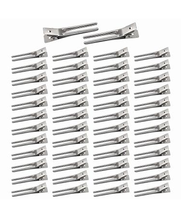 50pcs Hairdressing Double Prong Curl Clips Beayuer 1.8inch Curl Setting Section Hair Clips Metal Alligator Clips Hairpins for Hair Bow Great Pin Curl Clip Styling Clips for Hair Salon Barber (50 Pcs) 50 Count (Pack of 1) Silver