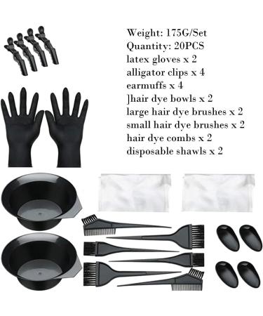 Hair Dye Brush and Bowl Set Hair Dye Accessory Set - Hair Dye Set Mixing Bowl | 20-Piece Hair Dye Set Dye Brush and Bowl Set Hair Dye Cape with Ear Protection Hair Dye Tools - Buy Online on GoSupps.com