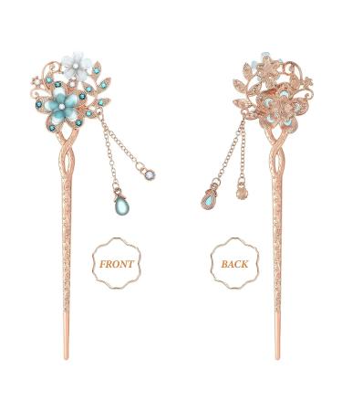 FRCOLOR Rhinestone Hair Stick Hairpin - Blue Chinese Hair Chopsticks for Women and Girls - Buy Online on GoSupps.com