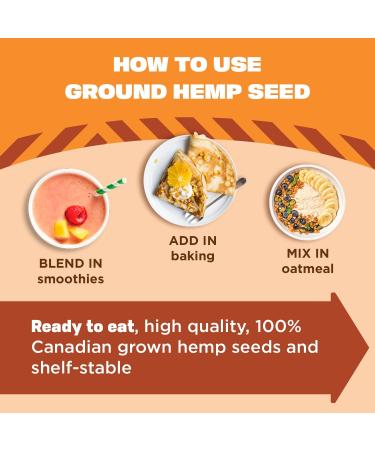 Manitoba Harvest Ground Hemp Seed 227 g 6g of Fibre per 15 g Serving Non-GMO Project Verified Vegan Keto Paleo 1 g Omega 3 & 6 per 15 g serving- Blend in smoothies oatmeal use in baking 8-Pack - Buy Online on GoSupps.com