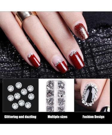 Nail Gems 4 Boxes Flatback Mixed Crystal Rhinestones for Nails Shiny Nail Rhinestones Diamonds for Nail and Face Art Design Decoration DIY Crafts - Buy Online on GoSupps.com