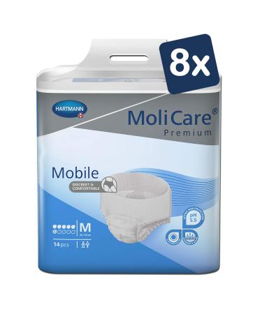 Molicare Premium Mobile disposable pants: discrete use in incontinence for women and men 6 drops sizeM (80-120 cm hip circumference) 8x14 pieces m (112 pieces)
