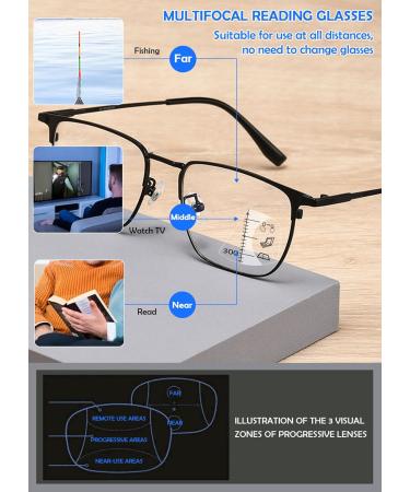 Koosufa Self-Tinting Varifocal Glasses | Photochromic Progressive Multifocus with Blue Light Filter & UV Protection | Men's Reading Aid | Available in Multiple Strengths (1.0 - 4.0) - Buy Online on GoSupps.com