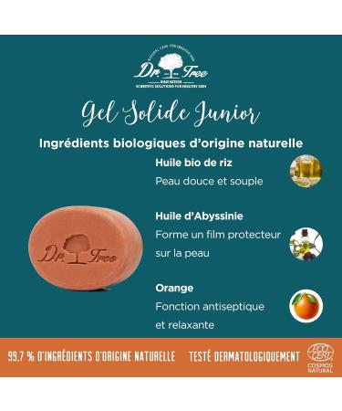 Dr. Tree Junior Ecological Solid Gel - Sensitive Skin - Strengthens the Microbiome - 99.7% Natural Ingredients - Organic Rice Oil and Cocoa Butter - Suitable for Vegan No Plastic - 75g - Buy Online on GoSupps.com