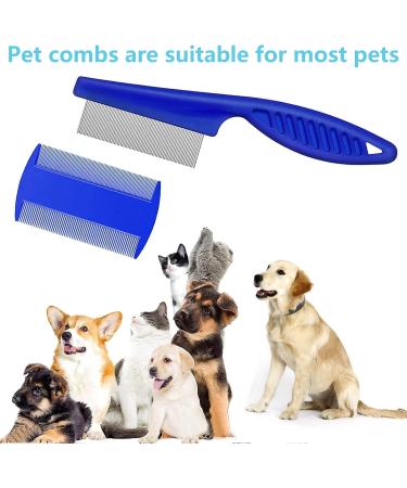 Flea Lice Comb 2 Pack Pet Flea Comb Set Cat Dog Flea Lice Tear Stain Remover Combs Fine Tooth Grooming Removal Tool for Removing Flea Egg Mites Ticks Dandruff Flakes - Buy Online on GoSupps.com