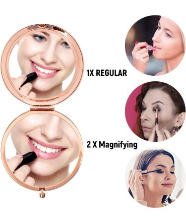 Rose Gold Compact Travel Mirror - Perfect Gift for Sister | Handheld Portable Folding Makeup Mirror for Birthday, Graduation, Wedding, Christmas - Buy Online on GoSupps.com