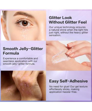 Langmanni Holographic Body Glitter Gel Eyeshadow - Color-Changing Neon Violet for Body Face Hair & Lips | 1.35 oz - Buy Online on GoSupps.com