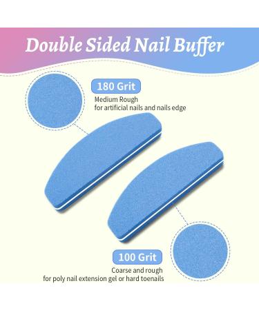 20 Pcs Double Sided Nail Buffers 100/180 Grit Blocks for Natural Gel Acrylic Nails - Durable and Portable Manicure Tools (Blue) - Buy Online on GoSupps.com