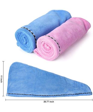 YesTree 3 Pack Microfiber Hair Towel Wrap for Women - Fast Drying Hair Turban Set - Anti Frizz Hair Wrap Towels - Ideal for Curly, Long & Thick Hair - 11x26 - Rose Red, Blue, Purple - Buy Online on GoSupps.com