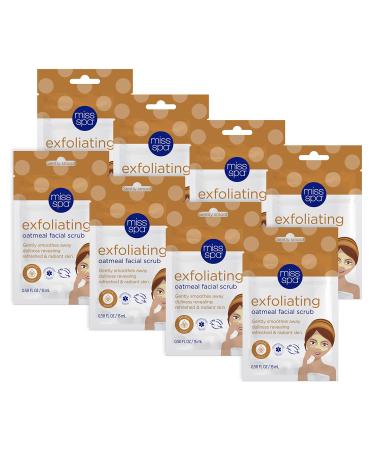 Miss Spa Exfoliating Oatmeal Facial Scrub Oatmeal Face Scrub with Walnut Shell for Smooth Looking Skin Dermatologist Tested 8 Pack