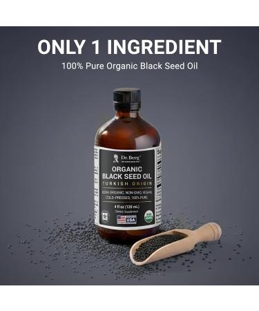 Dr. Berg Black Seed Oil Organic Cold Pressed Pure Nigella Sativa Black Cumin Oil USDA Organic Halal Vegan for Hair Skin Immune Support Unrefined Liquid 4 oz Glass Bottle - Buy Online on GoSupps.com