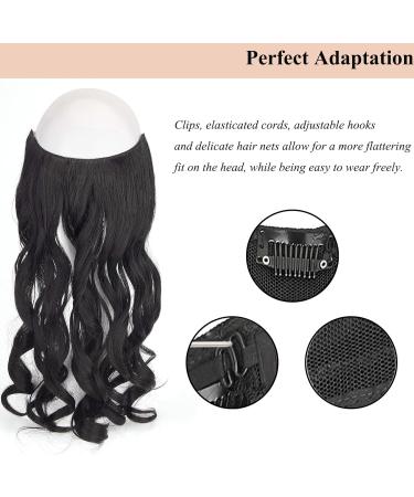 Cybelleza 18inch Long Curly Hair Extension Invisible Secret Wire Crown Hair Extensions Clip in One Piece Wavy Natural Synthetic Hairpiece for Women (Black) 100 g - Buy Online on GoSupps.com