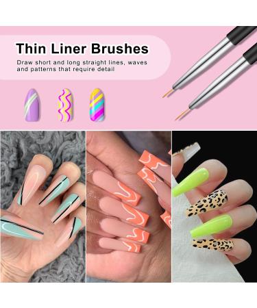 TEOYALL Nail Art Brushes Set - 6 Double Ended Design Tools for Builder Gel Painting, Liner Brushes & Dotting Pens - Buy Online on GoSupps.com