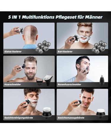 5-in-1 Electric Shaver for Men - Professional Bald Head Shaver with 7 Rotating Heads Waterproof & Wireless Rechargeable Care Kit - Buy Online on GoSupps.com