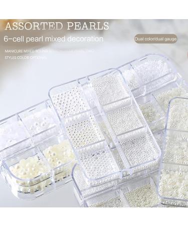 FEIlei Mix Size White Nail Art Tip Half Pearls 3D Nail Beads Rhinestones Decoration DIY Tool Beauty Manicure Supplies - Buy Online on GoSupps.com