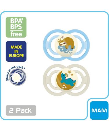 MAM Perfect Night Baby Pacifier | Glows in the Dark | Patented Nipple | 2 Pack for 16+ Months | Ideal for Boys - Buy Online on GoSupps.com
