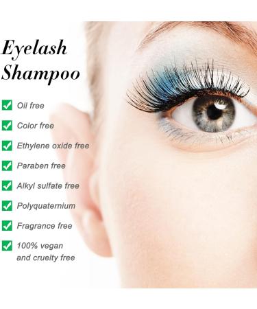 Eyelash Extension Shampoo 50ml + Brush and Mascara Wand Foaming Eyelid Cleanser Eyelash Extension Cleanser Foam Eyelash Wash and Eyelash Bath for Extensions (Green) - Buy Online on GoSupps.com