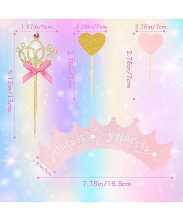72 Pieces Glittery Princess Cupcake Toppers Crown Cupcake Wrapper Holder Pink Gold Crown Tiara Cupcake Pick Glitter Heart Cupcake Topper Baby Shower Cupcake Decoration for Birthday Wedding Party Decor - Buy Online on GoSupps.com