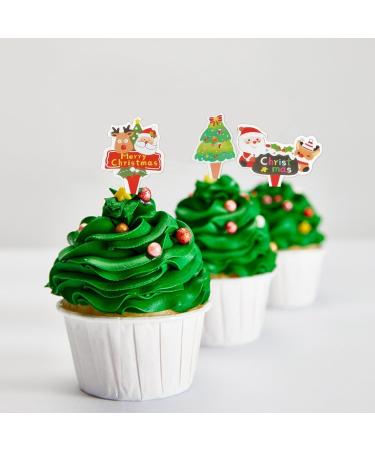 GULELAYAR 70PCS Christmas Cupcake Toppers Santa Claus Reindeer Snowman Cake Topper DIY Cake Insert Topper Christmas Toothpick Flags Cake Decorations for Christmas Party Holiday Supplies (B) - Buy Online on GoSupps.com