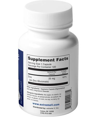Gluzin 25MG Pharmaceutical Grade Zinc Capsules - Vegan Friendly (120 Vegetarian Capsules) - Buy Online on GoSupps.com