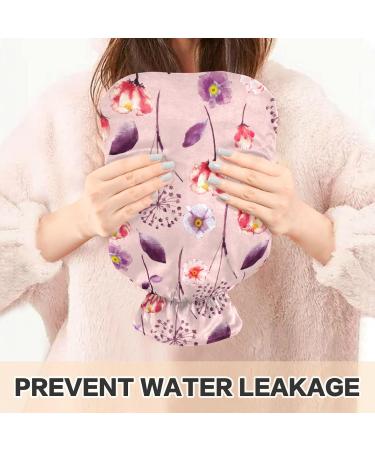 NAANLE 2L Hot Water Bottle with Cover - Watercolor Flowers Pink - Back Pain Relief Hand & Foot Warmer Neck Therapy - Buy Online on GoSupps.com