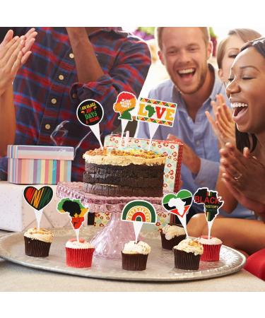 36 PCS Happy Juneteenth Day Cupcake Toppers Black History Month Cake Toppers Toothpicks African Independence Theme Party Supplies Decorations - Buy Online on GoSupps.com
