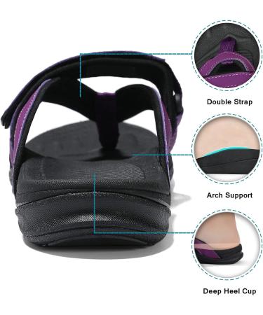 UTENAG Women's Arch Support Flip Flops - Orthotic Thong Sandals in Purple (Size 8) - Buy Online on GoSupps.com
