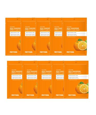 Buy PS.PRETTYSKIN Jeju Tangerine Vitamin C Facial Mask Sheet - Pack of 10 | Moisturizing Soothing Korean Skincare with Panthenol Adenosine & Niacinamide - International Shipping Available - Buy Online on GoSupps.com