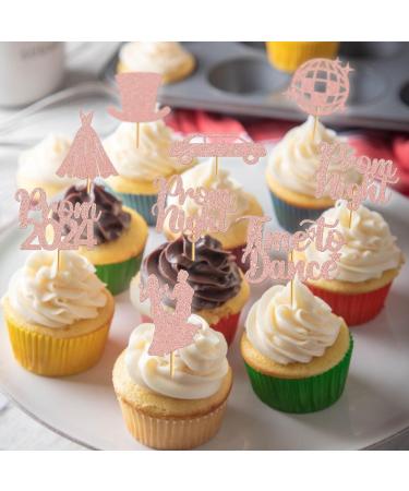 40Pcs Rose Gold Prom Cupcake Topper Prom Decorations for Party 2024 Prom Graduation Cupcake Topper 2024 Graduation Decorations Class of 2024 Prom Party Decorations 2024 - Buy Online on GoSupps.com