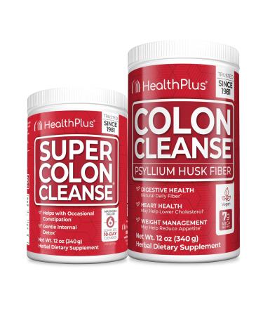 Health Plus Super Colon Cleanse & Colon Cleanse 12 oz 48 Servings Bundle