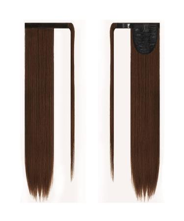JJstar 70 cm Long Straight Ponytail Hairpiece - Medium Brown Synthetic Hair Extension for Women & Girls - Buy Online on GoSupps.com