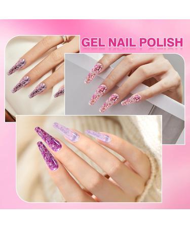 6 Colors Glitter Series Gel Nail Polish Kit-Glitter Sparkle Pink Blue Light Grey- Soak-Off UV/LED Nail Polish Gel for Home Salon DIY Nail Art 5ML - Buy Online on GoSupps.com