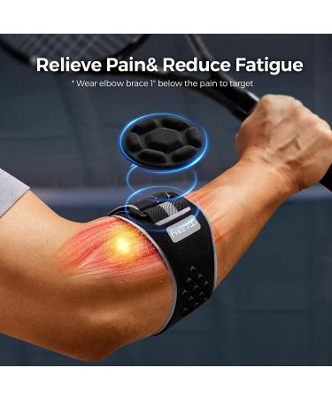 FREETOO Elbow Brace for Tendonitis & Tennis Elbow Relief - Adjustable Strap for Golfers - Black - Buy Online on GoSupps.com