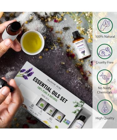 Buy Majestic Pure Essential Oils Set - 100% Pure 6 x 10ml (Peppermint Lavender Eucalyptus Tea Tree Lemongrass) for Diffusers Aromatherapy & Candles - International Shipping Available - Buy Online on GoSupps.com