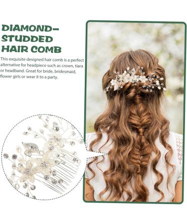 Angoily Bridal Headdress Prom Headpiece Pearl Hair Clip Women Hairpin Wedding Bridal Hair Comb Rhinestone Barrettes Pearl Hair Barrettes White Pearl Flower Bride Rhinestones - Buy Online on GoSupps.com