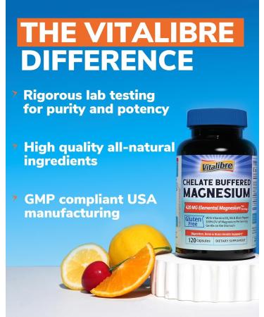 Magnesium Citrate Supplement with Vitamins D3 & B6 420 mg Elemental citrato de magnesio Bone Health Relaxed Brain Nerves Enhanced Absorption with Black Pepper 120 Capsules Non-GMO 120 Count (Pack of 1) - Buy Online on GoSupps.com