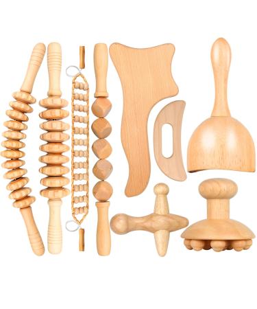 9-in-1 wooden therapy massage tool for body shape maderoterapia set for anti-cellulite lymph drainage curved wooden massage device for legs stomach