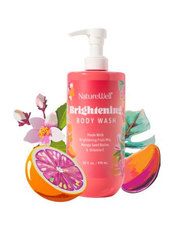 NATURE WELL Brightening Body Wash Gentle & Creamy Formula Enriched with Mango Seed Butter & Vitamin C Promotes a Luminous & Healthy-Looking Glow Orange Zest Blushed Rose & Vanilla Scent 33 Oz