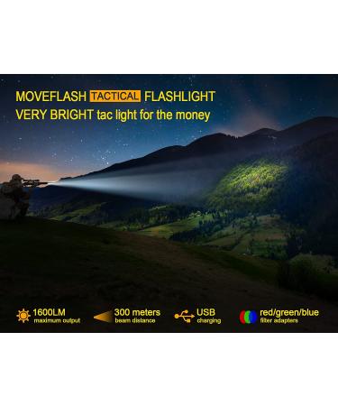 MoveFlash Tactical Flashlight 1600LM with Picatinny Mount | Waterproof LED Flashlight for Outdoor & Indoor Use | 5 Modes & Remote Pressure Switch - Buy Online on GoSupps.com