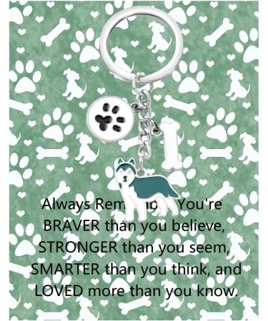 Ensianth Dog Keychain - Perfect Gifts for Dog Lovers | Puppy Paw Print Keyring for Dog Owners Moms & Dads | Blauer Husky Design - Buy Online on GoSupps.com