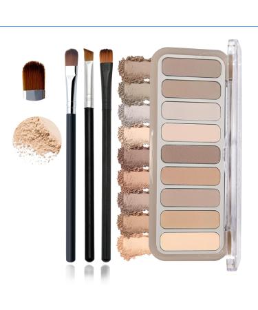 9 Colors Matte Nude Eyeshadow Palette Brown Neutral Eye Shadow Palette Makeup Waterproof Blendable Make Up Pallet Long Lasting High Pigmented Eyeshadow Makeup Palette with Eyeshadow Brushes