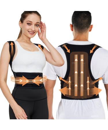 Back Brace Posture Corrector for Women and Men Scoliosis and Hunchback Correction Brace for Upper and Lower Back Relieve Back Pain Comfortable and Effective (L) L Black