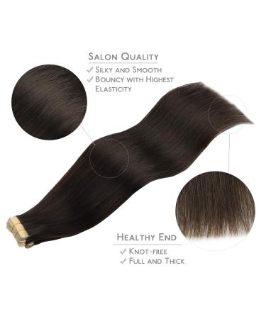 Salife Real Hair Tape Extensions - 20 Pcs 45cm Dark Brown Remy Invisible Skin Weft - Silky Straight Hair Extensions - Buy Online on GoSupps.com