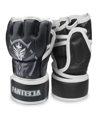 FANTECIA Youth MMA Training Gloves MMA Boxing Gloves for Young Teenagers 7-12 Years Old Martial Arts Training Gloves Black