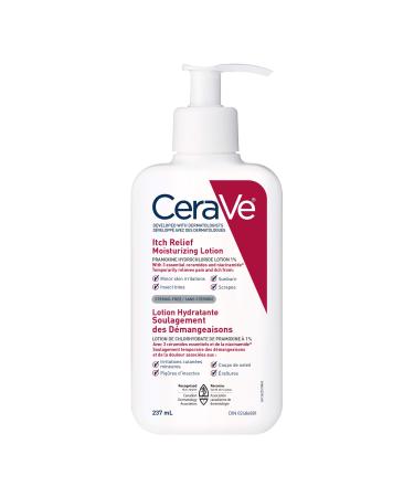 CeraVe Itchy Skin Relief Moisturizing Lotion. For Dry & Eczema-prone skin. Anti-itch cream for minor skin irritations sunburn relief insect bug bites & scrapes 1% Pramoxine. Fragrance Free 237ML Itch Relief Lotion 237ml 237 ml (Pack of 1)