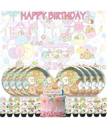 Sumikko Gurashi Party Supplies Birthday Decorations Plates Banner Kids Cake Toppers Set Decorations Decor