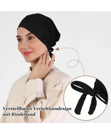 2 Pack Women s Turban Hijab Cap - Classic Slouch Beanie with Tie Back - Islamic Muslim Headscarf for Chemo & Sleeping - Solid Black & Khaki - Buy Online on GoSupps.com